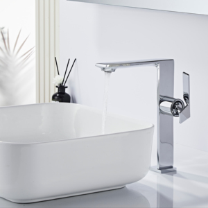 Grifo de Lavabo de Latón de Lujo Moderno y Duradero, Mezclador de Cerámica con una Sola Manija, Montado en la Cubierta, para Baño, Agua Fría/Caliente - Product Image 3