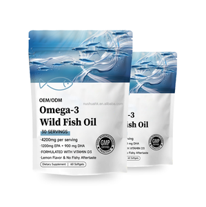 Complément alimentaire à base d'huile de poisson Oméga 3 en gélules molles avec EPA et DHA pour soutenir la santé du cerveau et des yeux - Product Image 2