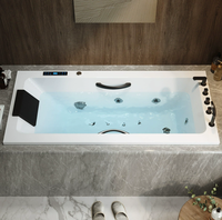 Baignoire balnéo rectangulaire encastrable avec système de chauffage à température constante, massage par jets de luxe, baignoire de trempage intégrée