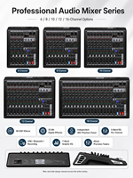 Console de mixage audio professionnelle B6 6 canaux avec BT 5.0, lecteur MP3 USB, 99 effets DSP, alimentation fantôme 48V et égaliseur graphique 7 bandes