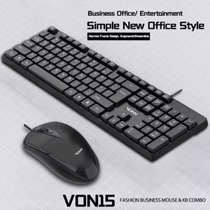 Ensemble clavier et souris filaires optiques pour bureau, fin et universel, en stock - Product Image 2