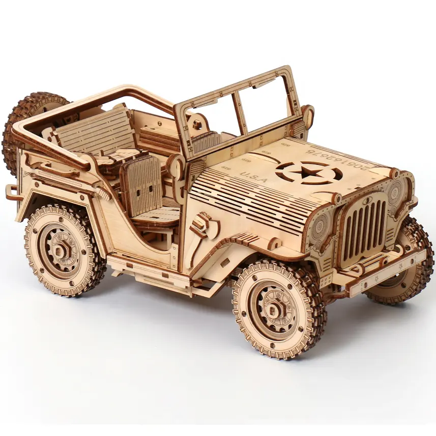 Conjunto de kit de montagem DIY para artesanato em madeira, modelo de carro 3D mecânico, quebra-cabeça 3D de brinquedos de madeira