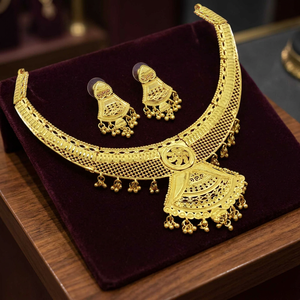 Wholesale 14K 18K 24K Gold Plated Box Chain Forming Short Necklaces Women's Traditional Wedding Earrings Set Jewelry Brass - Product Image 1