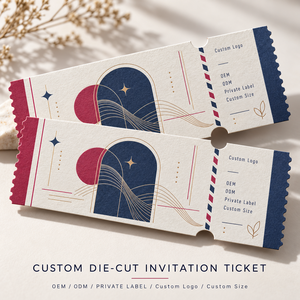 Biglietto d'<span class=keywords><strong>invito</strong></span> personalizzato con bordi smerlati, carta testurizzata, arte geometrica blu navy e rosso per eventi - Product Image 1