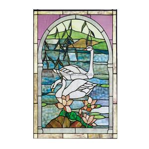 Panneau de vitrail Tiffany en verre massif de 50*80 CM, épaisseur 5mm, motif oie personnalisé, pour salle à manger, à suspendre, pour la lumière du soleil, vente en gros - Product Image 1