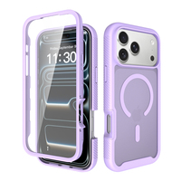 Coque de téléphone robuste 360° avec protection d'écran intégrée en PET, PC transparent et TPU pour iPhone 17 16 15 14 13 12 11 Pro Max
