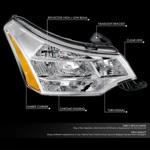 BAINE Left Headlights White Background+Yellow Patches Fits For Ford Focus 2008-2011 OE 8S4Z-13008-F