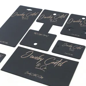 Atacado fabricante de logotipo dourado cartão de joias personalizado colar exibição de papel preto fosco cartão de brinco para jóias