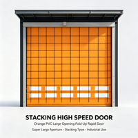 Porte rapide à ouverture large personnalisée, porte industrielle pliante motorisée en PVC avec fenêtres de vision transparentes