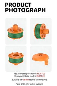Cubierta de repuesto para carrete de hilo de desbrozadora 5367-20 y hilo 5369-20 de 2.0mm/14FT para Gardena Turbo Trimmer smallCut Art 2402 y 2404 - Product Image 2