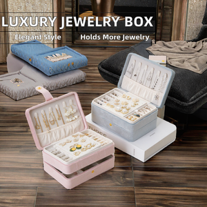 High-End Luxury <b>Large</b> Capacity Rectangle Velvet Storage <b>Box</b> with Button Closure for Rings Earrings-Yuyue Brand Jewelry <b>Gift</b> <b>Box</b> - Product Image 2
