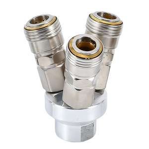 Liyuan Pneumatic <b>Quick</b> Coupler SMV Round Tee 3 Way Male Thread Iron <b>Connector</b> for Air Compressor - Product Image 1