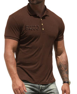 Polos d'été en polyester rayonne Spandex à manches courtes avec impression gaufrée 220gsm, décontractés, ajustés, pour l'entraînement et le golf. - Product Image 1