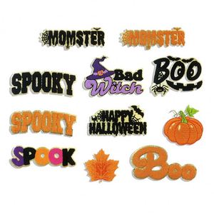 New <b>Iron</b> on Big Chenille Embroidered Glitter Halloween Momster Boo Spooky Patch for Hat Hoodies Decoration - Product Image 1