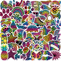 50 autocollants décoratifs en PVC imperméable à l'eau, motif léopard de dessin animé, pour ordinateur portable, guitare, bagages, adolescents et adultes, autocollants en vinyle