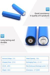 แบตเตอรี่ทรงกระบอก LiFePO4 33140 15Ah 3.2V 4000-Cycle แบบโซลิดสเตท ชาร์จได้ สำหรับรถยนต์ไฟฟ้าและจักรยานไฟฟ้า  ใช้งานได้ที่อุณหภูมิ -30-60 องศาเซลเซียส - Product Image 3