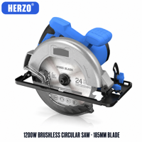 Scie circulaire électrique sans balais HERZO 185 mm 1200 W avec laser et extraction des poussières 6000 tr/min