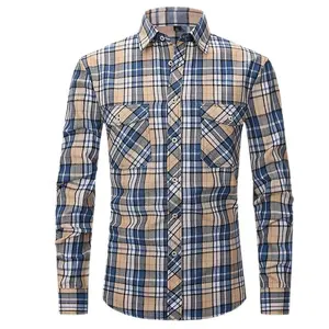 Werkslieferung neuester Schlussverkauf Herren flanellhemd Modedesign überprüfen Sie mehrfarbig lange Ärmel flanellhemden für Herren