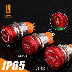 LANBOO 19mm/22mm Metall-Not-Aus-Drucktaster mit Verriegelung 1NO1NC/2NO2NC Optionen Verfügbar Edelstahlgehäuse - Product Image 6