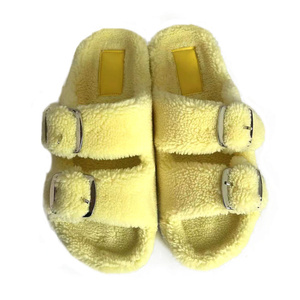2023 pantoufle diapositives concepteur femmes dames moelleux fausse fourrure pantoufle fourrure de <span class=keywords><strong>mouton</strong></span> mode pour les femmes plat en peluche caoutchouc <span class=keywords><strong>laine</strong></span> pantoufles - Product Image 2