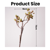 Vente en gros de fleurs artificielles branche de baies de kiwi en plastique vert brun branches artificielles pour la décoration de fête de mariage à la maison