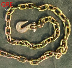 โซ่เหล็กชุบสังกะสีสีเหลือง ขนาด 5/16 นิ้ว 3/8 นิ้ว 1/4 นิ้ว ผลิตจากเหล็กอัลลอยด์ แข็งแรงทนทาน G70 สำหรับรถพ่วง พร้อมตะขอ - Product Image 2