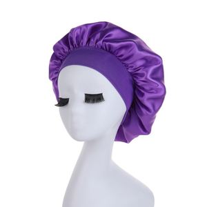 New Women's Satin Solid Sleeping Hat Night Sleep Hair Care <b>Bonnet</b> Nightcap Silky Shower Caps Comfortable Flower Band Unisex Cap - Product Image 6