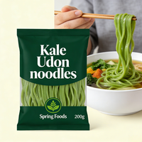 Healthy Low Sodium Vegan Durum Wheat Udon Noodles with Kale Instant Bulk Bag
