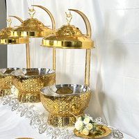 Chauffe-Plats Royal 8L Doré en Acier Inoxydable – Ensemble Buffet avec Couvercle Suspendu pour Hôtels, Mariages et Traiteurs