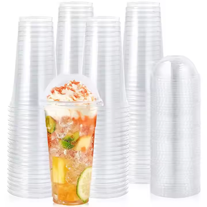 2025 entrega rápida vasos de plástico personalizados de 98mm productos tapas transparentes de 500ml para bebidas frías café batido Boba Bubble Tea Juice - Product Image 1