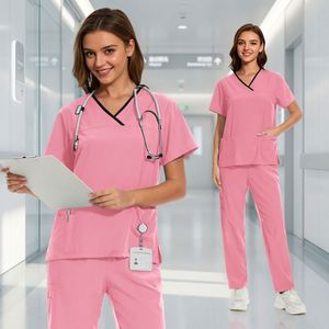 Elastic Anti Wrinkle <b>Scrub</b> <b>Set</b> High Quality Custom logo Nurse Hospital Uniform Medical <b>Scrub</b> <b>Set</b> Women's Jogging <b>Scrub</b> <b>Set</b> - Product Image 1