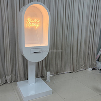 Cabine téléphonique audio pour livre d'or avec LED, support de livre d'or audio pour événements de mariage