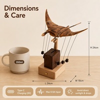 Sculpture cinétique de raie manta en bois faite à la main JHISEN, certifiée CE RoHS, cadeau sur le thème de l'océan, décoration intérieure, vente en gros pour détaillants
