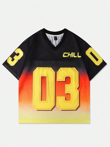 T-shirts décontractés en coton pour hommes, coupe oversize, respirants, tricotés, col rond, manches courtes, avec logo imprimé – Vente en gros - Product Image 5