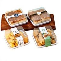 Boîte d'emballage jetable en PET de qualité alimentaire pour Mochi Puff, plateau carré transparent en blister, conteneur à emporter pour pain Neptune, pâtisserie