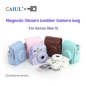 Sac pour appareil photo instantané en cuir <span class=keywords><strong>Instax</strong></span> Mini 13, fermeture magnétique, anti-poussière, bandoulière de voyage, sac à bandoulière en cuir pour appareil photo - Product Image 2