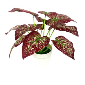 Plante artificielle en pot Qi Xing, Caladium Cœur Rouge en tissu de soie, Décoration intérieure, Verdure - Product Image 2