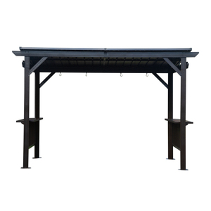 Gazebo para Asados con Techo Rígido de 6.5x12 Pies, con 2 Estantes Laterales y Techo Inclinado de Acero Galvanizado, Disponible en Nuestro Almacén de EE. UU. - Product Image 4