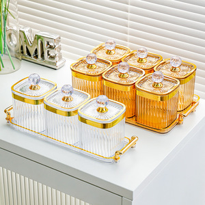 Food Storage Container Square <b>With</b> <b>Lid</b> For Grains Cereals Kitchen Dried Fruit Storage 5Pcs Set - Product Image 4