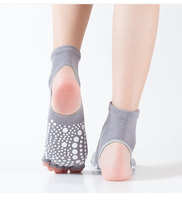 Chaussettes de sport respirantes à motif de points antidérapantes, à talon ouvert, mi-doigts, pour femme, idéales pour le Pilates et le Yoga (lot de 5 paires)