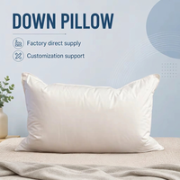 Coussin de cou en duvet de canard pour hôtels, vente en gros, garnissage 910g, housse en coton écologique 500TC, certifié RDS, directement de l'usine, personnalisable