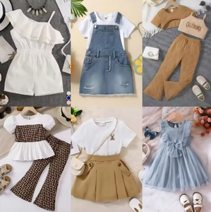 Ensemble 2 pièces en polyester pour nouveau-né, vêtements pour enfants à manches courtes, fins et confortables, couleurs mélangées, en stock - Product Image 4