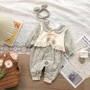 Grenouillère à manches longues pour bébé nouveau-né fille vêtements à bulles barboteuse mignonne à volants pour bébé