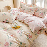 Parure de lit 3-en-1 en coton épais Nantong Home Textile 13376, motif floral imprimé réactif, confortable, toutes saisons