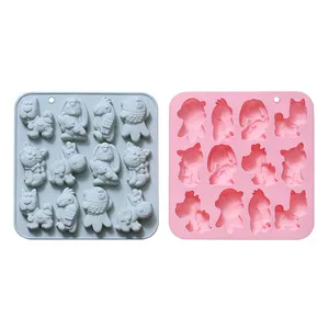 Moule en silicone à 12 cavités, design animaux, de qualité alimentaire, réutilisable, mignon, magnétique, pour chocolat, bonbons et glaçons DIY - Product Image 1