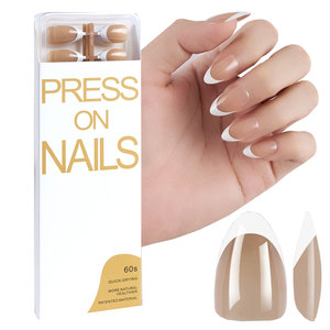 <span class=keywords><strong>Uñas</strong></span> Postizas al por Mayor, Color Marrón Nude, <span class=keywords><strong>Uñas</strong></span> Artificiales, <span class=keywords><strong>Uñas</strong></span> Francesas, Forma Almendrada, Reutilizables, Acrílicas - Product Image 1
