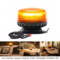 Luz de Baliza LED de 36 LED con Certificación ECE R65, 12-24V, Base de Aluminio Fundido a Presión, Lámpara Estroboscópica Giratoria de Advertencia de Emergencia con Imán para Camión