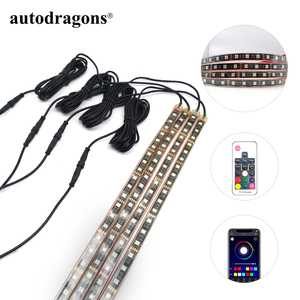 Autodragons Bande LED RGB 4*5050SMD 12V à contrôle par application, effet de poursuite et de défilement, éclairage d'ambiance sous voiture - Product Image 4