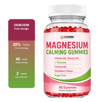 Gommes à mâcher calmantes au magnésium saveur fraise avec L-théanine, camomille, vitamines B6 et D3, sans sucre, 60 pièces