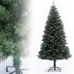 Newly 8ft 240cm Pet Pe Pvc Mixed Tinsel Flocked Artificial Christmas Trees New Made Xmas Green Tree for Indoor Home Party